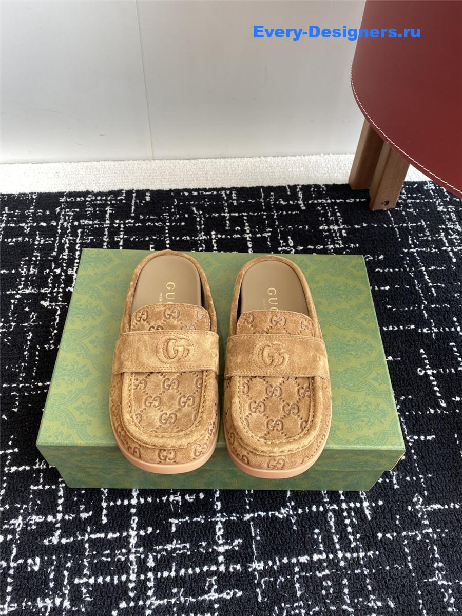 Gvc*1 celia gg suede mules brown