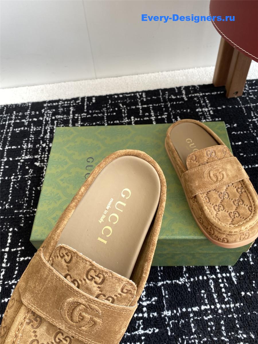 Gvc*1 celia gg suede mules brown
