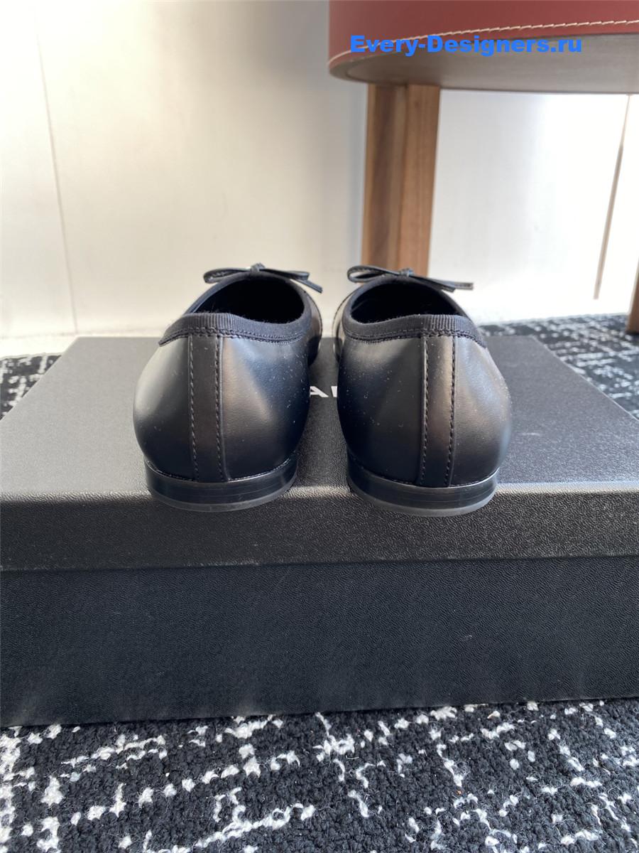 Ch**el black cc embroidered ballet flats