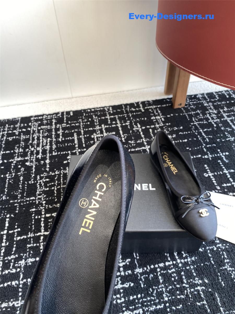 Ch**el black cc embroidered ballet flats