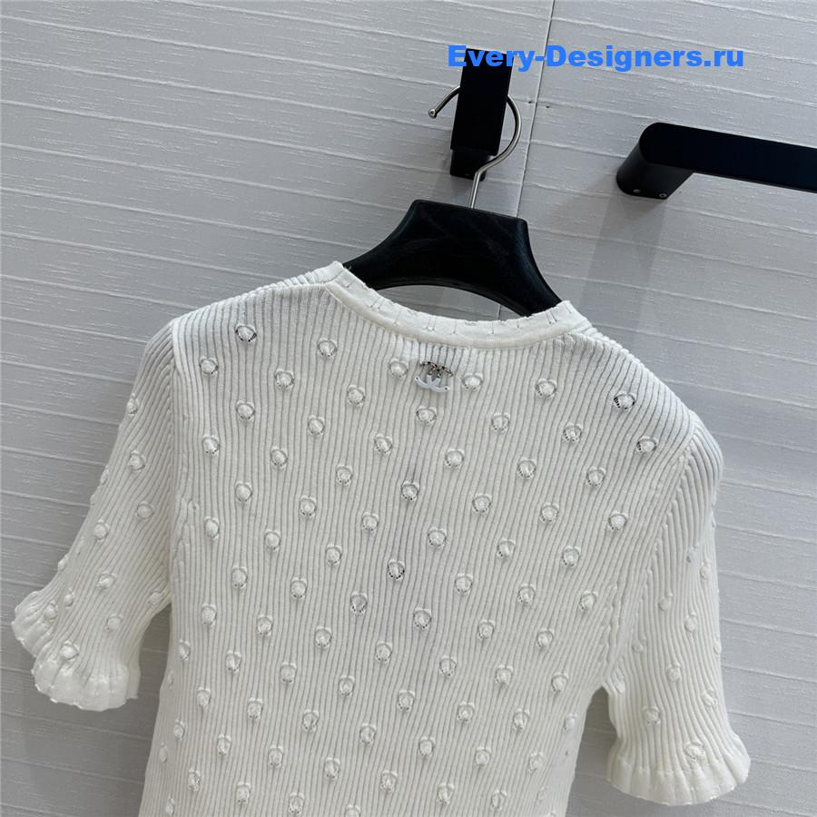 Ch**el white hollow knit top