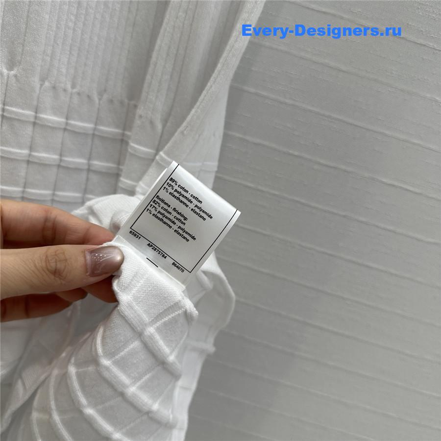 Ch**el white spliced knitted vest dress