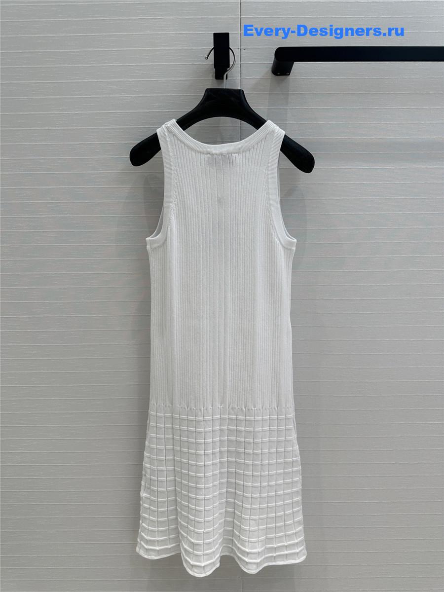 Ch**el white spliced knitted vest dress