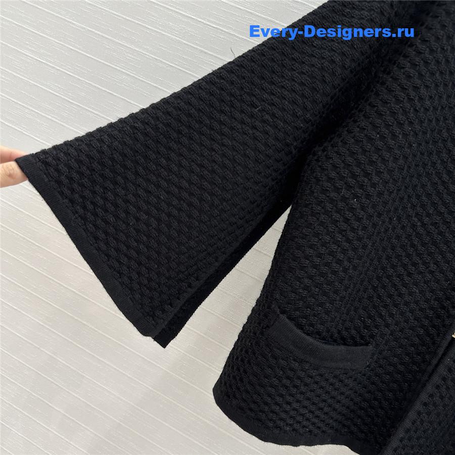 Ch**el black embossed knit hook cardigan