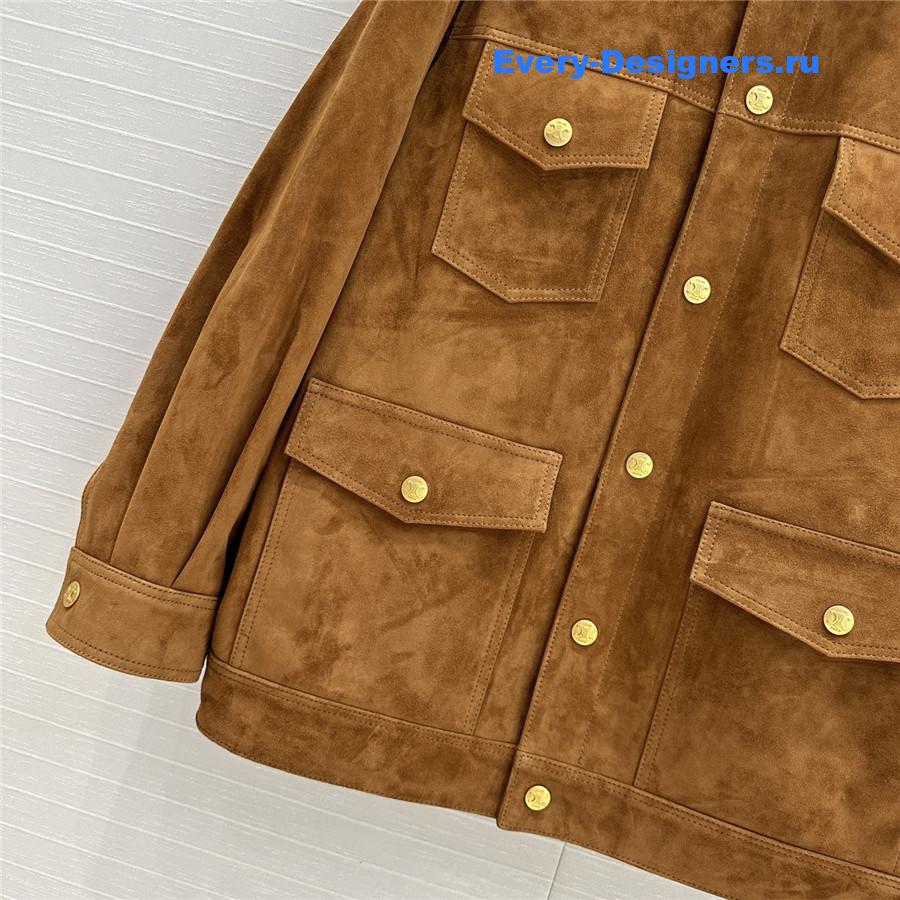 Ce1i*e western suede long jacket brown