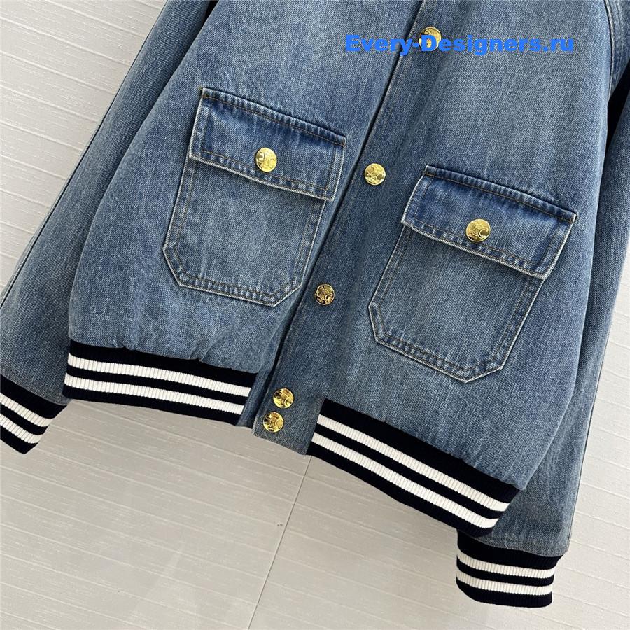 Ce1i*e washed blue denim baseball jacket