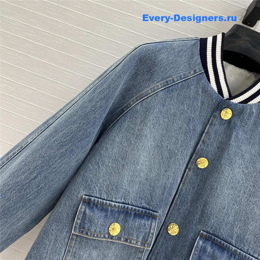 Ce1i*e washed blue denim baseball jacket