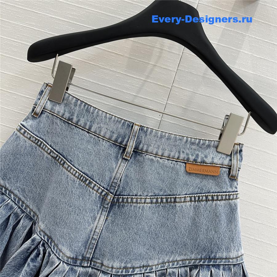 Zimm Crush Denim Frill Mini Skirt