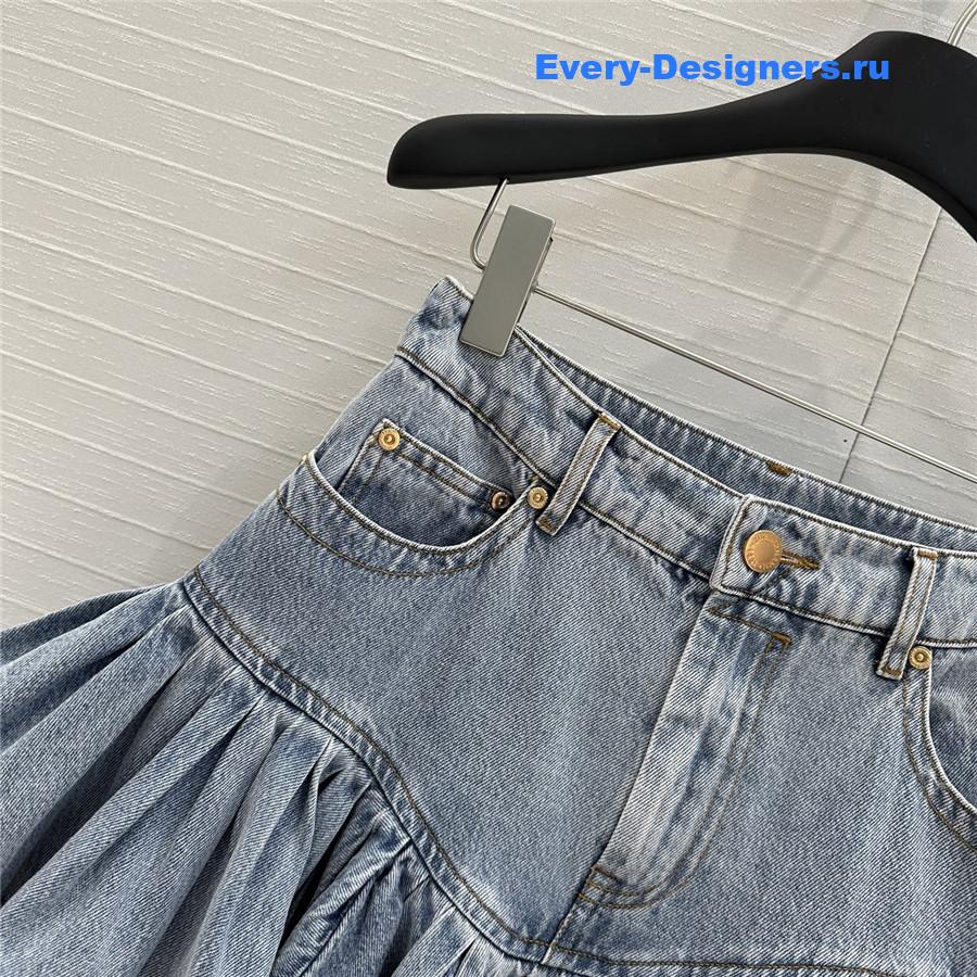 Zimm Crush Denim Frill Mini Skirt