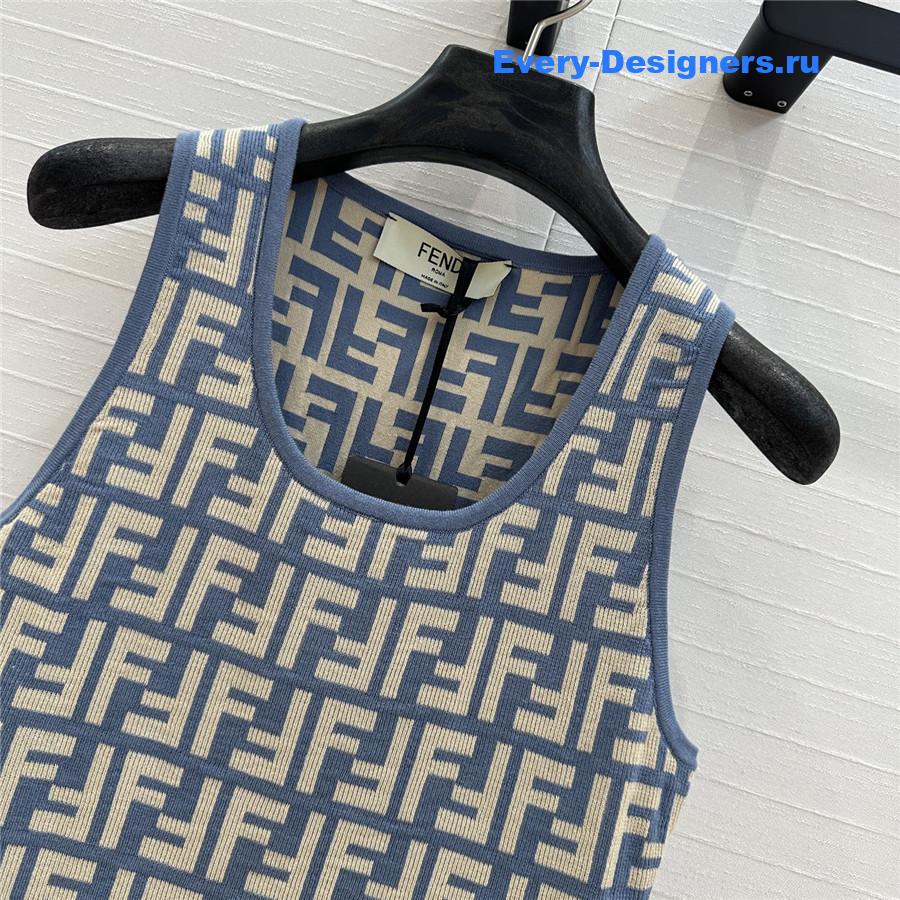 F**di blue ff jacquard vest maxi skirt