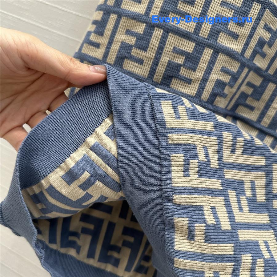 F**di blue ff jacquard vest maxi skirt