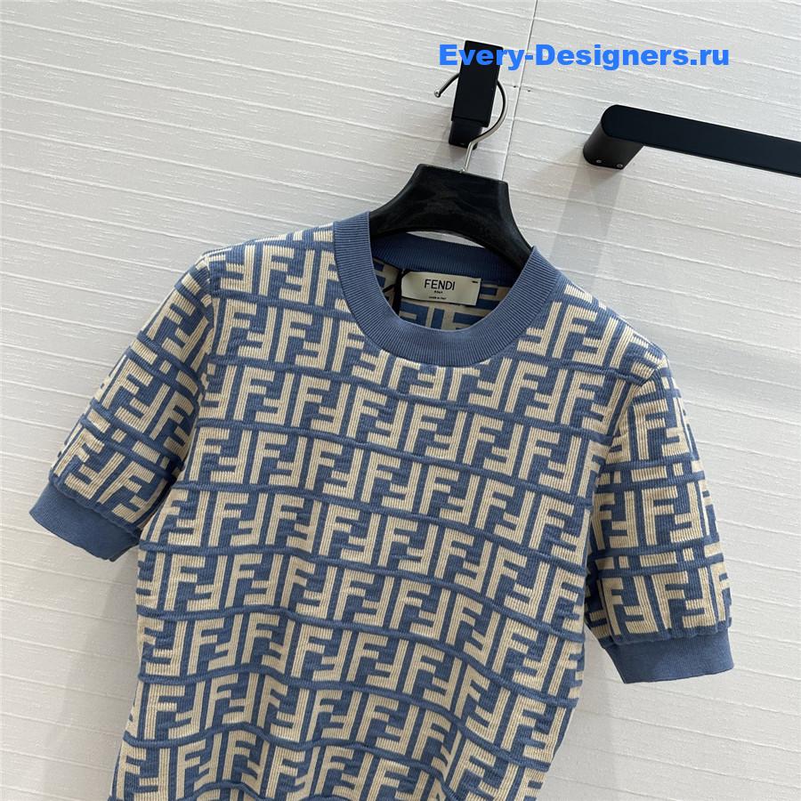 F**di blue ff jacquard short sleeve top