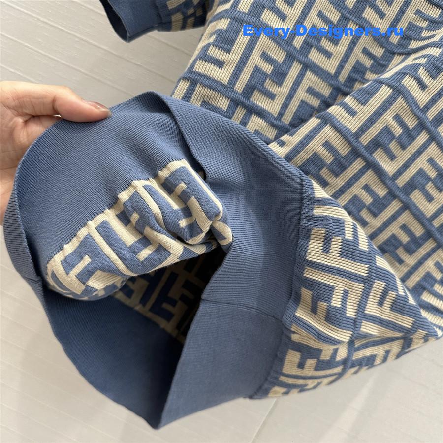 F**di blue ff jacquard short sleeve top