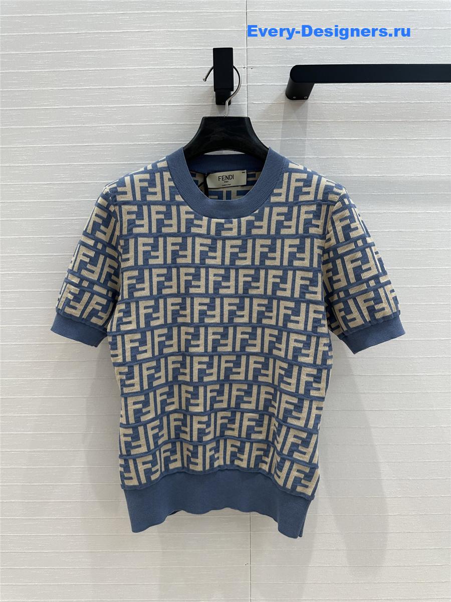 F**di blue ff jacquard short sleeve top