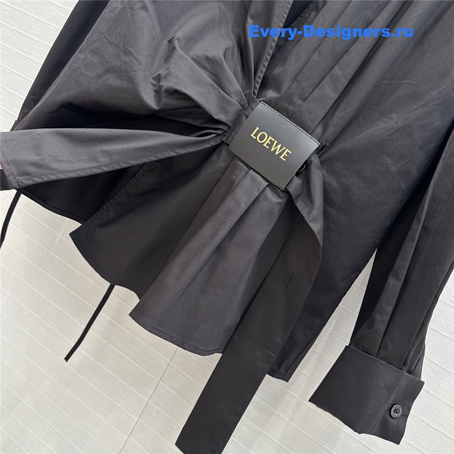 L0ew* black draped cotton shirt