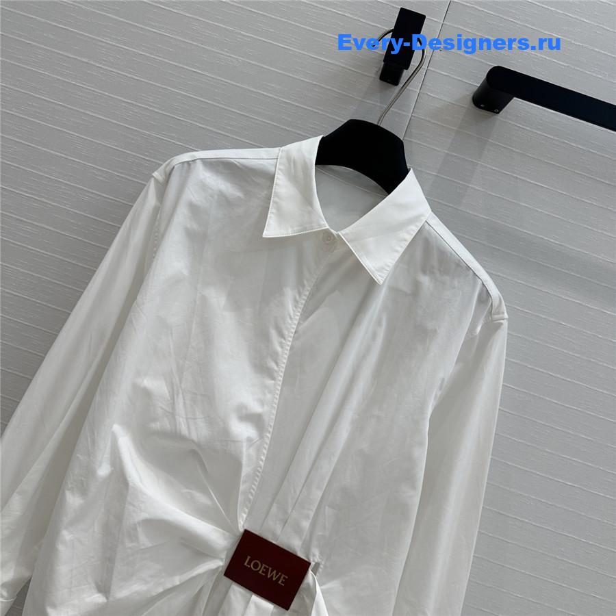 L0ew* white draped cotton shirt