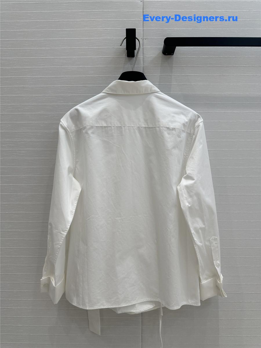 L0ew* white draped cotton shirt