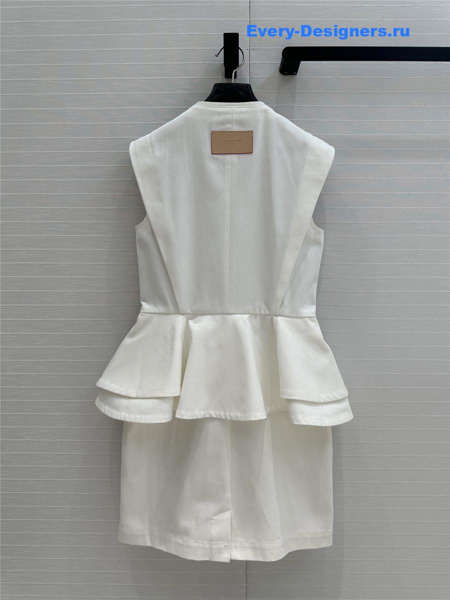 l0vis Vvtt0n lv ruffle denim dress white