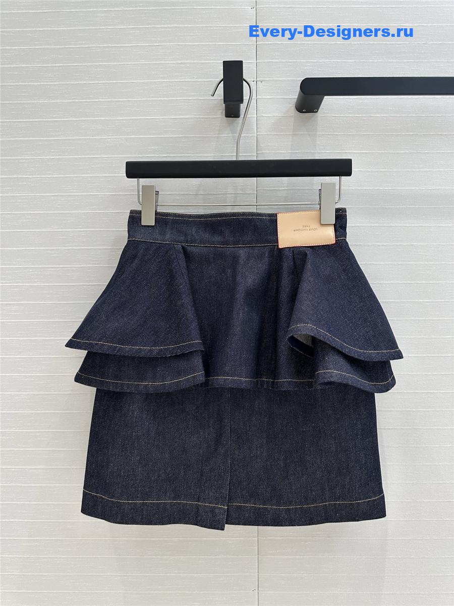 l0vis Vvtt0n lv ruffled denim skirt