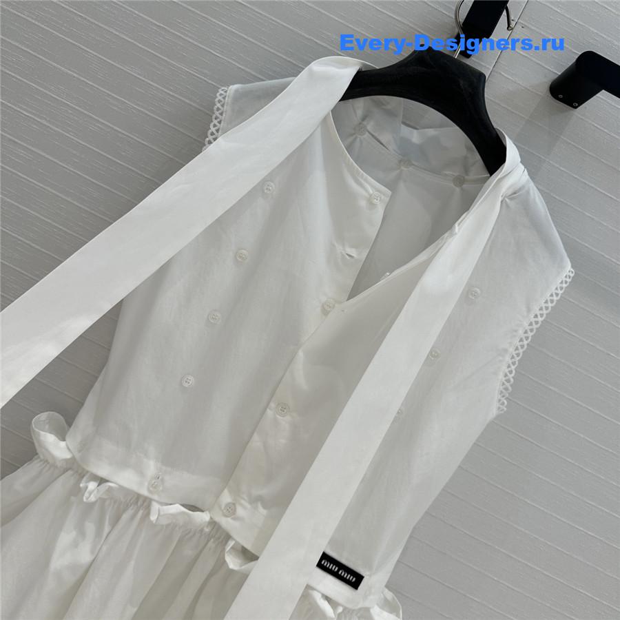 Miu Miu Logo-Patch White Dress