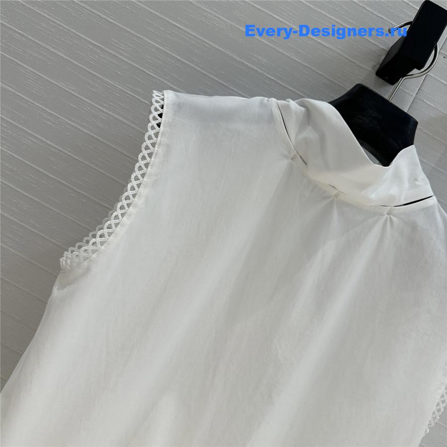 Miu Miu Logo-Patch White Dress