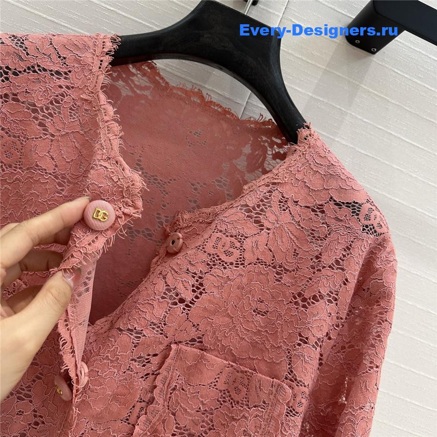 Dolce & Gabbana Pink Lace Cardigan
