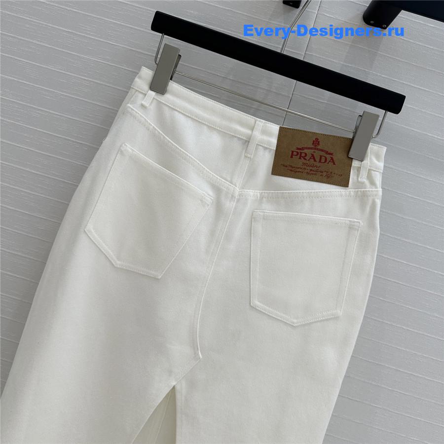 Pra*a white denim long skirt