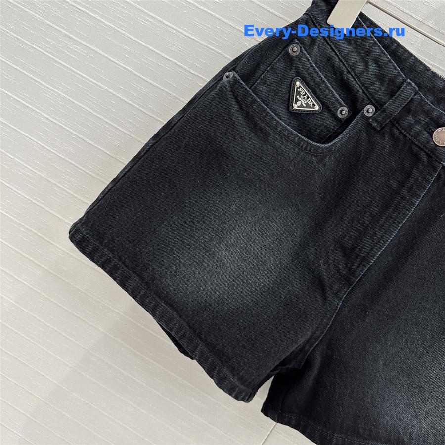 Pra*a bull denim shorts black