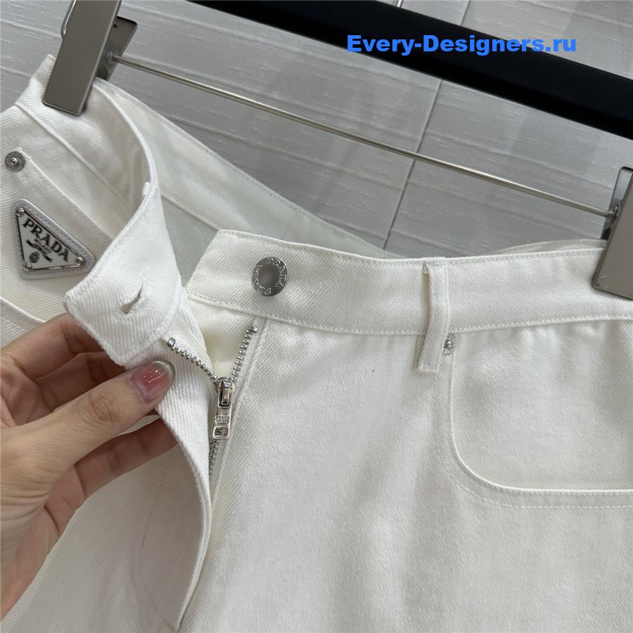 Pra*a bull denim shorts white