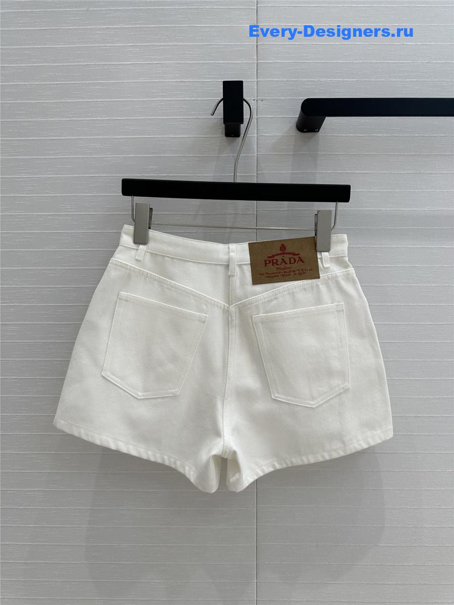 Pra*a bull denim shorts white