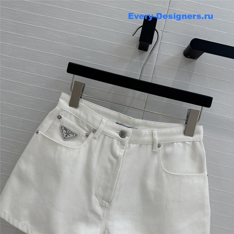 Pra*a bull denim shorts white
