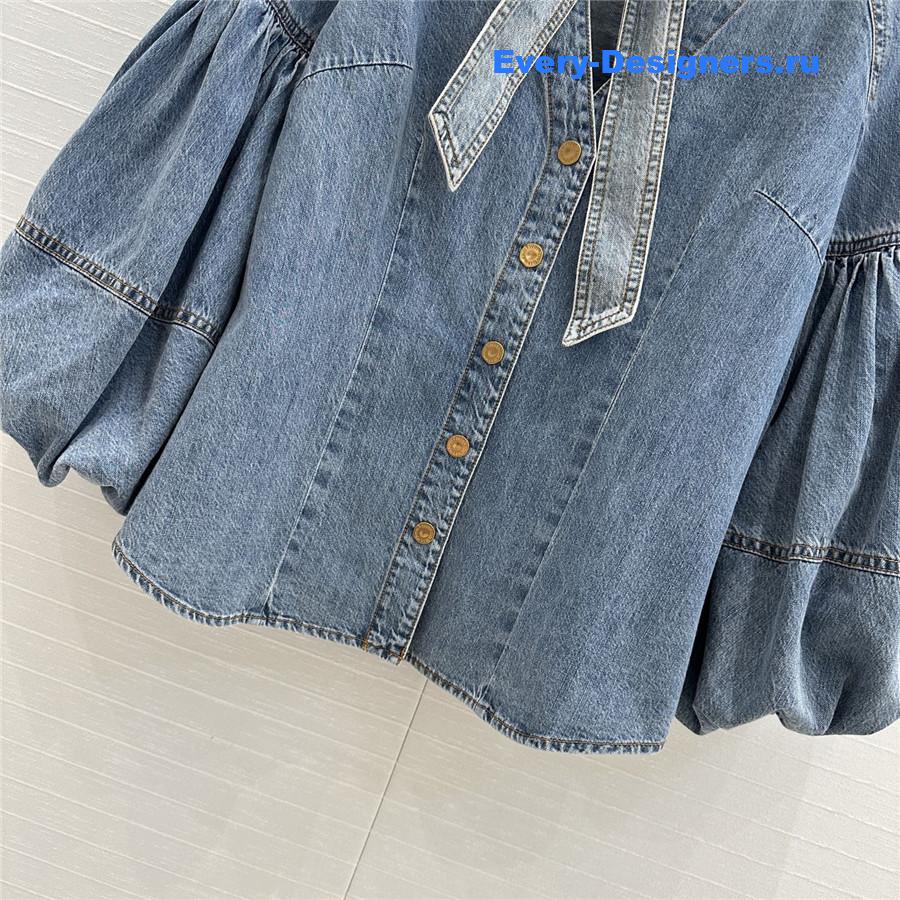 Zimm Tied Denim Blouse Blue