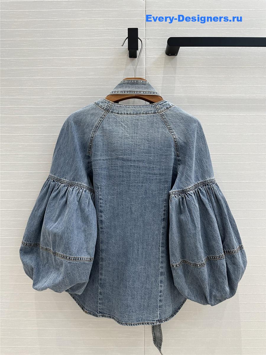 Zimm Tied Denim Blouse Blue