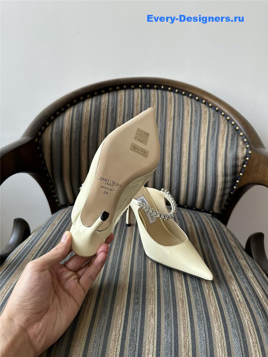 J1m*y Ch00 bing 100mm heeled mules in off-white