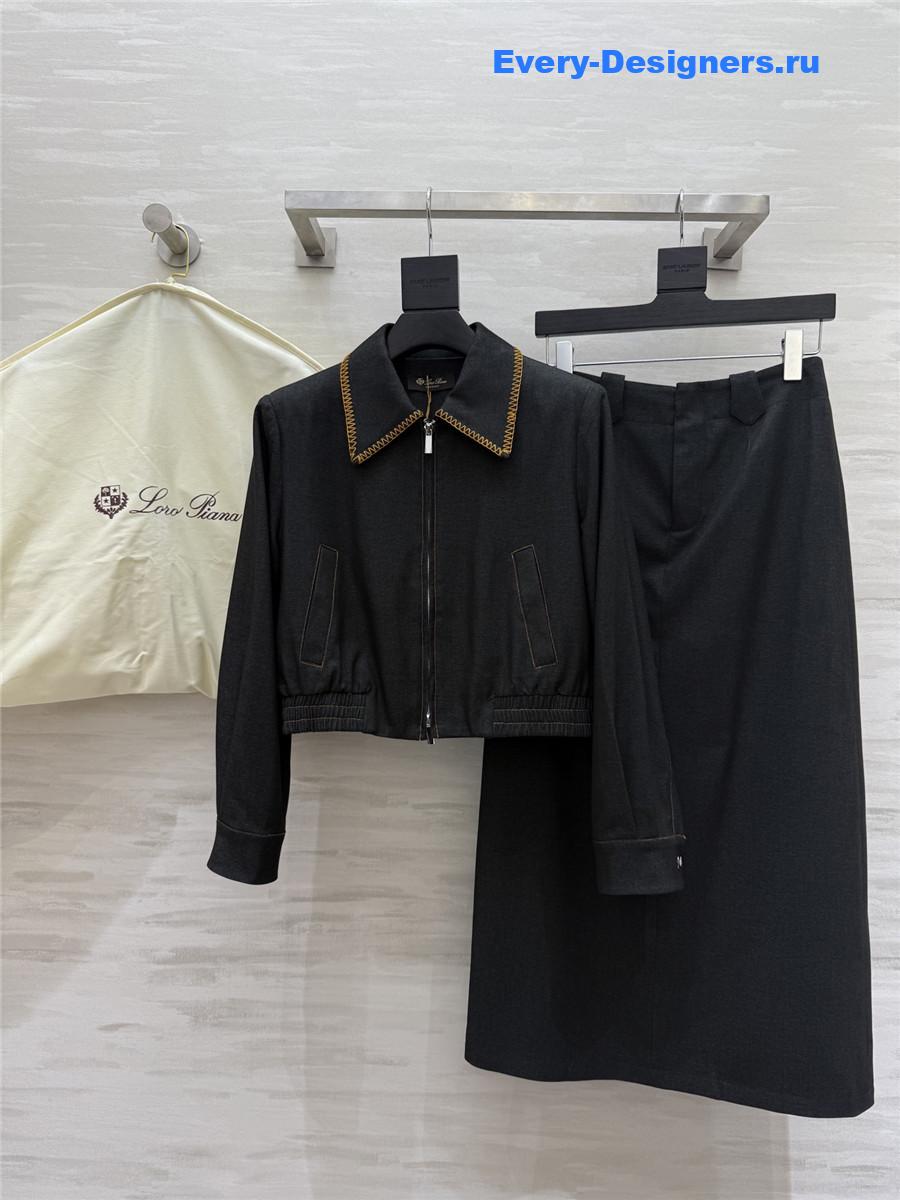 L0r0 P1ana black tencel denim suit