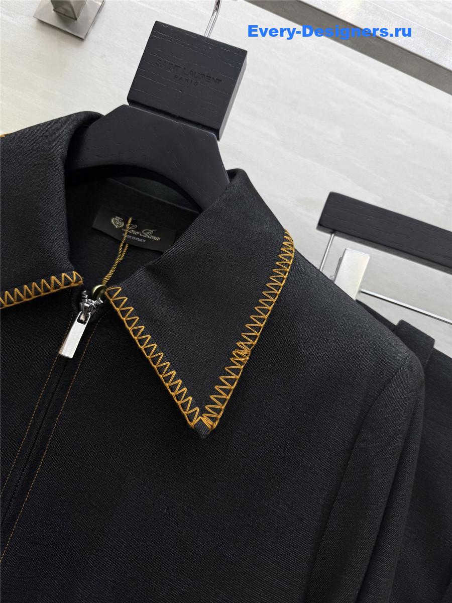 L0r0 P1ana black tencel denim suit