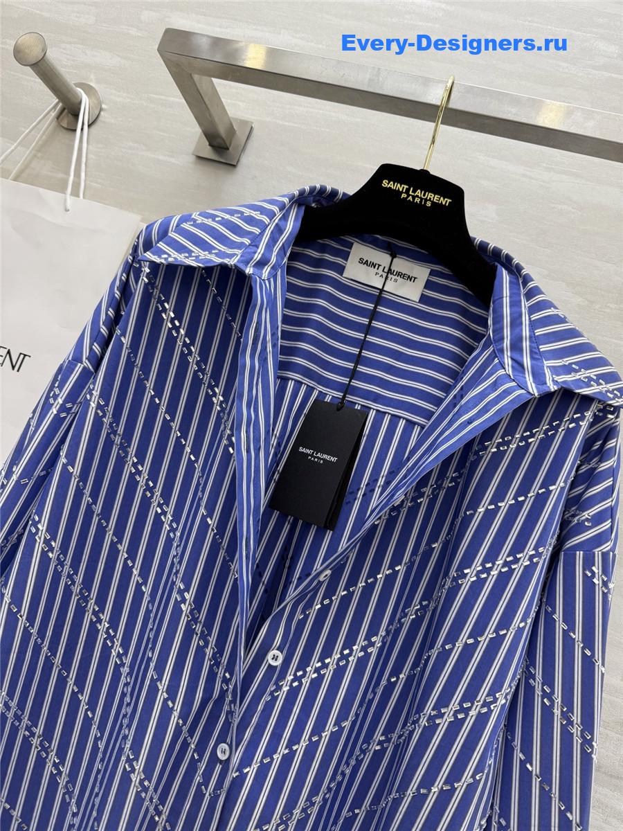 Sa1nt Lau*nt blue rhinestone shirt