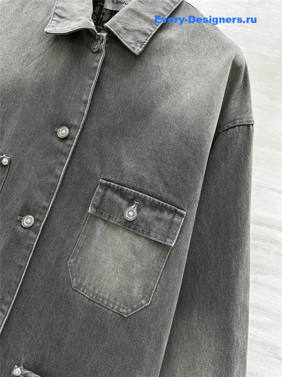 D10r grey distressed denim jacket