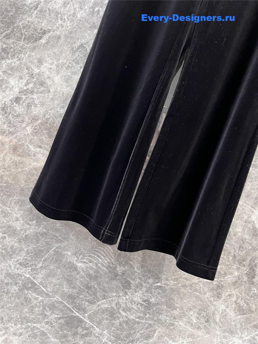 Miu Miu Velvet Trousers with Logo Lettering
