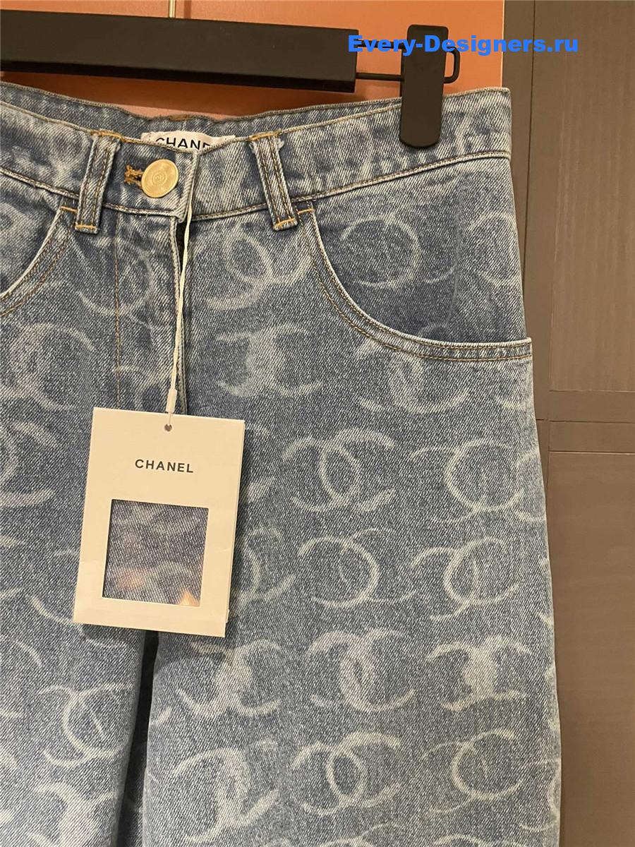 Ch**el blue sequin wide-leg jeans