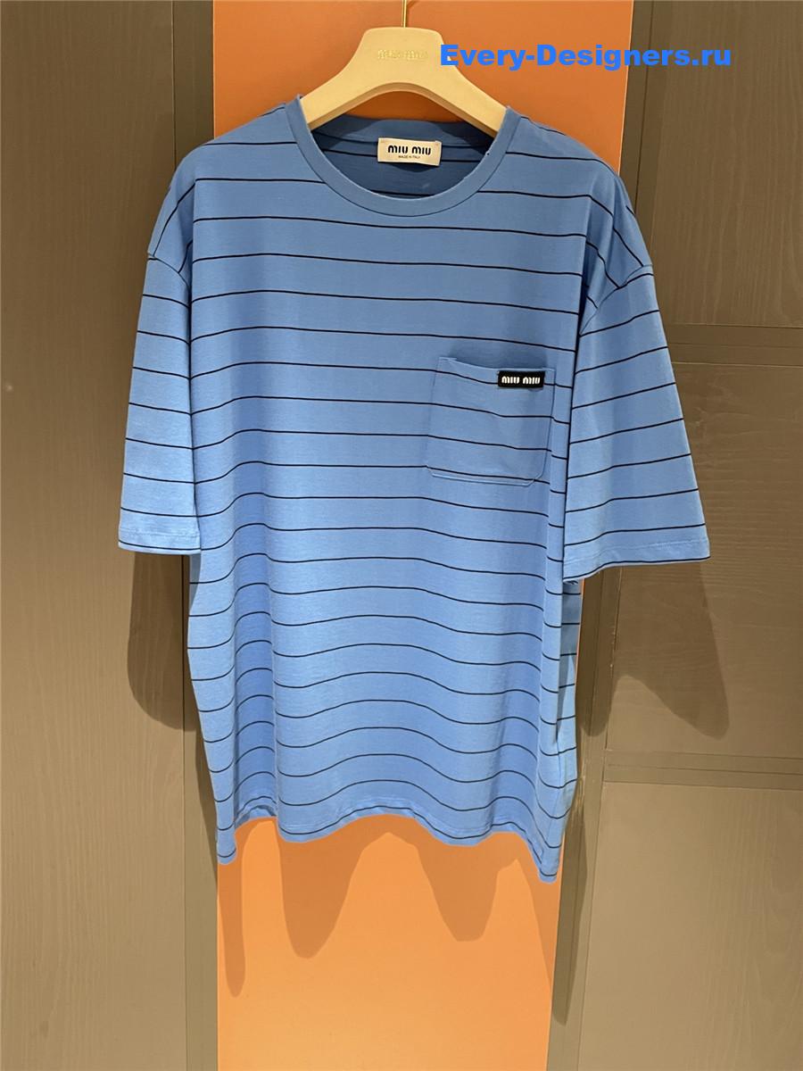 Miu Miu Blue Short-Sleeved T-Shirt