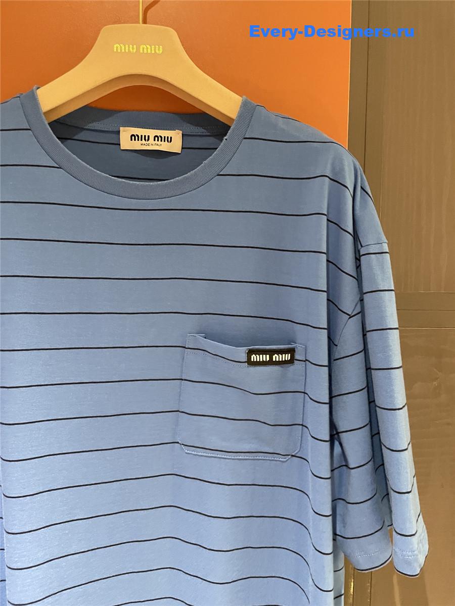 Miu Miu Blue Short-Sleeved T-Shirt