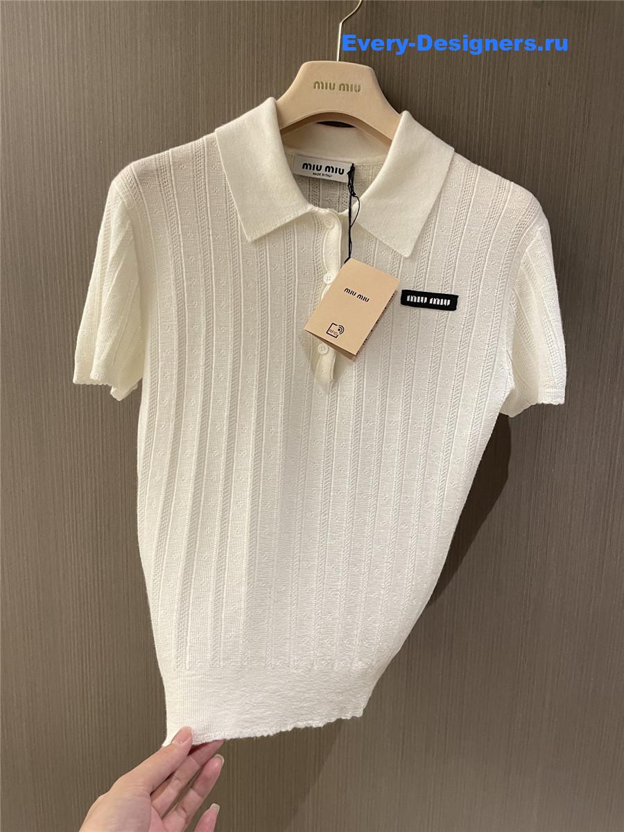 Miu Miu White Cashmere and Silk Polo Sweater