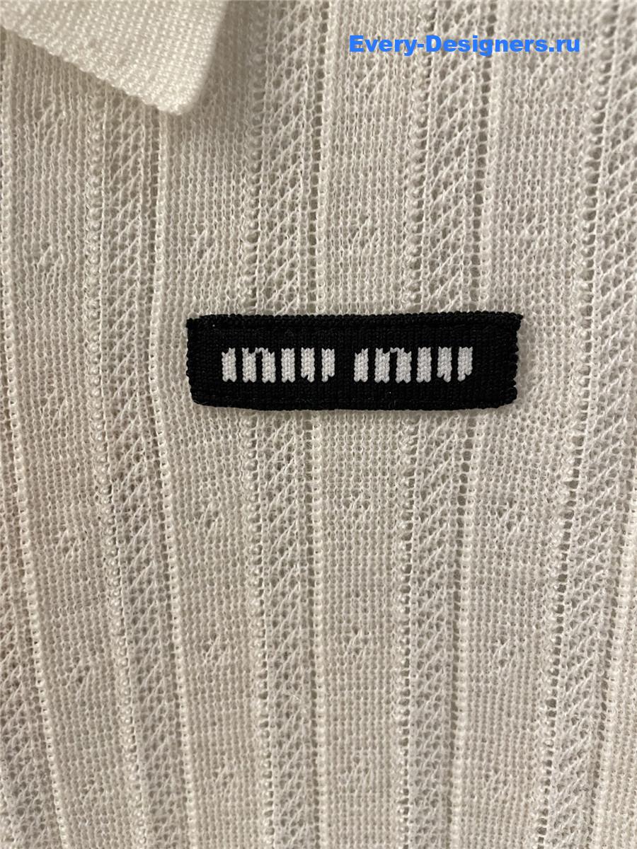 Miu Miu White Cashmere and Silk Polo Sweater