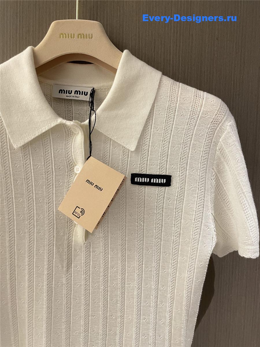 Miu Miu White Cashmere and Silk Polo Sweater