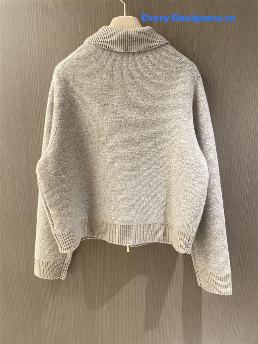 Miu Miu Lapel Zip-Up Cardigan Coat