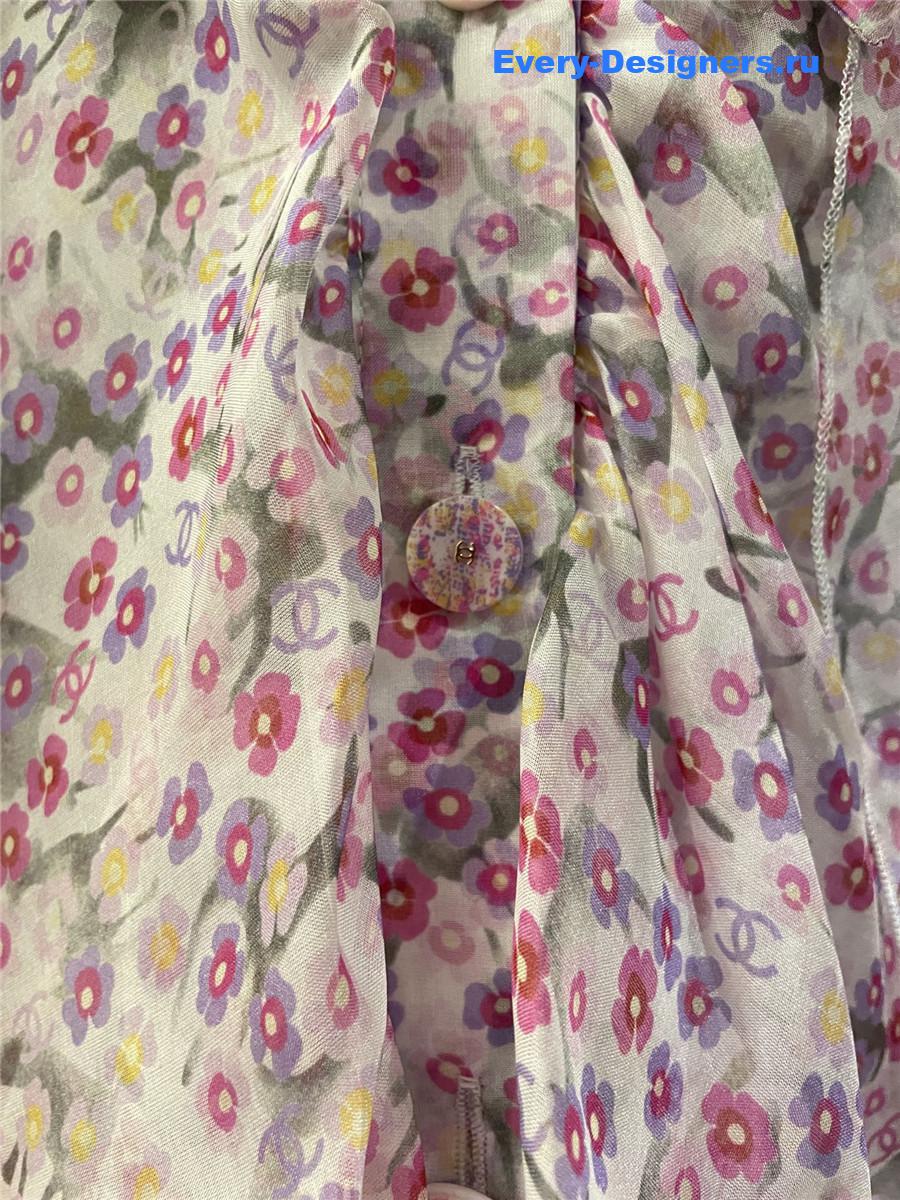 Ch**el logo mesh silk shirt pink