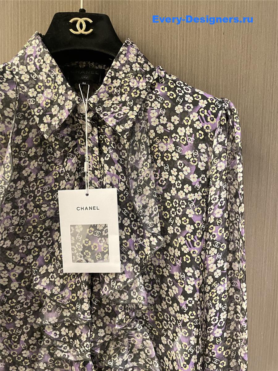 Ch**el logo mesh silk shirt