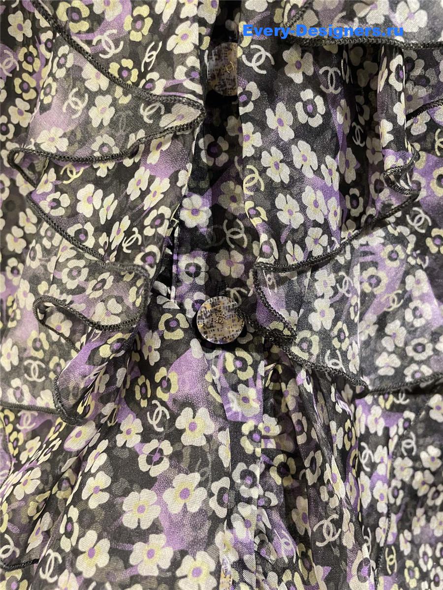 Ch**el logo mesh silk shirt