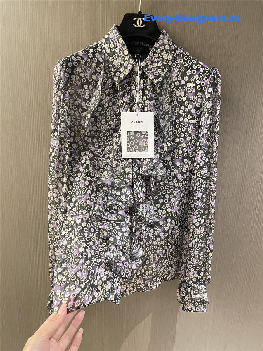 Ch**el logo mesh silk shirt